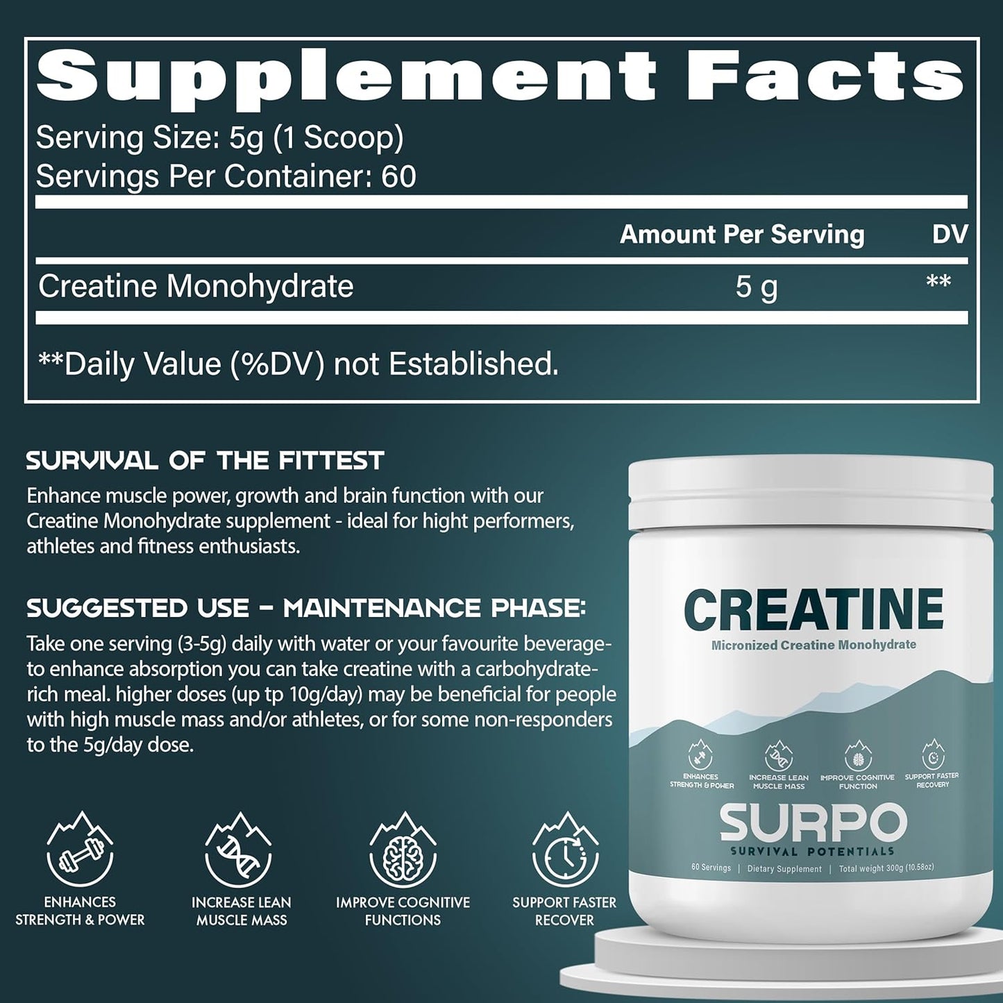 Micronized Creatine Monohydrate - 300gm, Unflavored